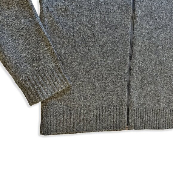 Vintage 90s Mexx Lamb Wool Blend Knit Grey Zip-Up Sweater with Nordic Pattern - Picture 6 of 7